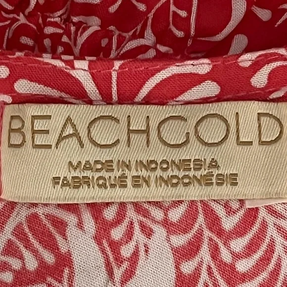 BeachGold Flowy flattering red Floral short sleeve elasticized drawstring Romper - Picture 3 of 12